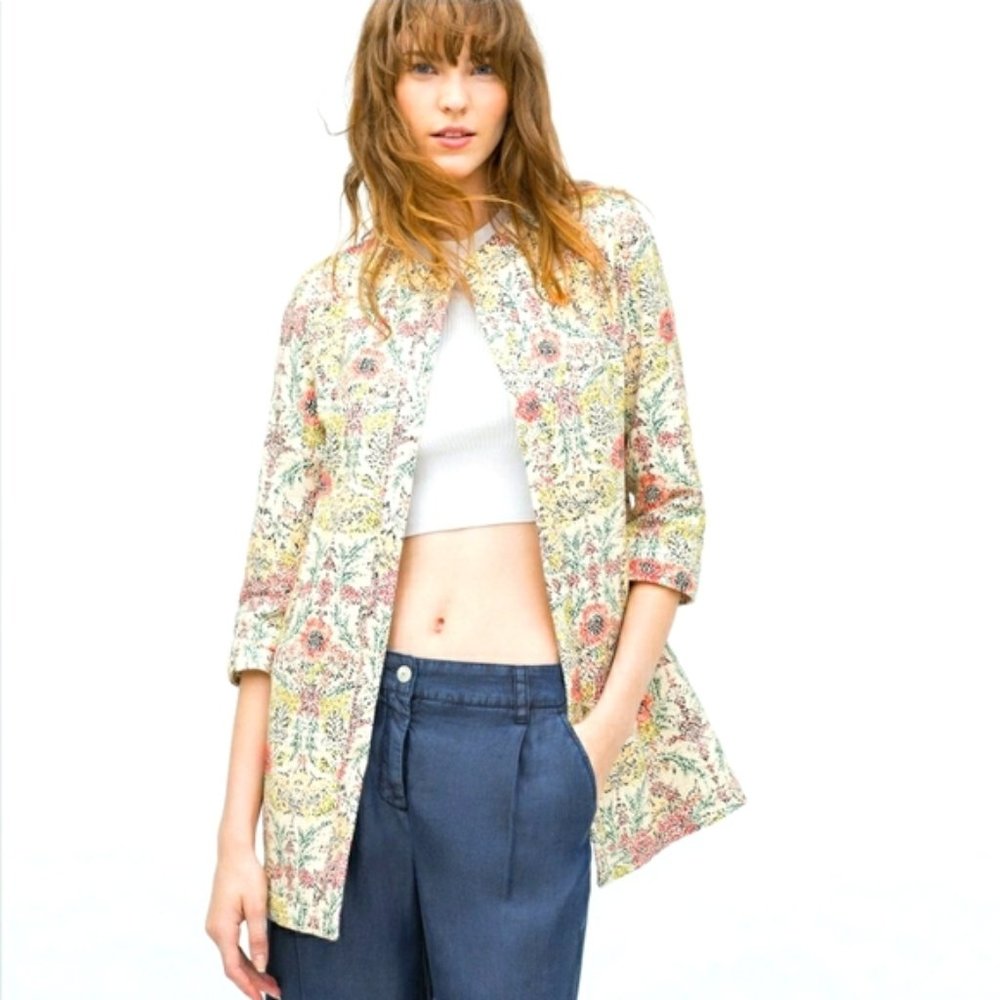 Zara Floral Multicolor Lightweight Coat